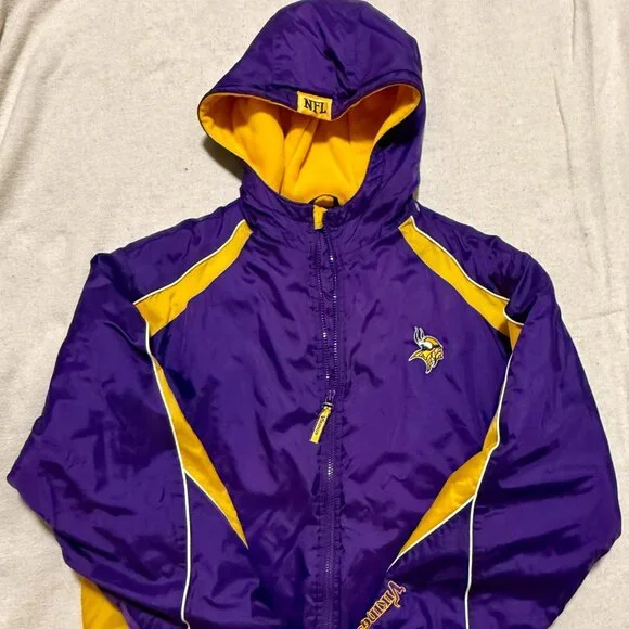 Vintage Minnesota Vikings NFL Team Jacket — Purple/Gold Full Zip — Men’s Medium - Picture 2 of 11